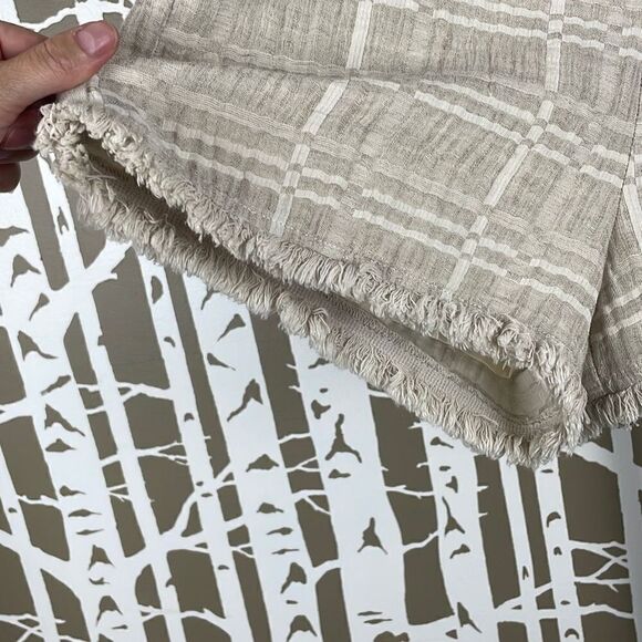 Honey Belle Linen High Waist Fringe Hem Window Pane Plaid Shorts S - Picture 9 of 9